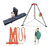 Trípode de rescate de emergencia de aluminio para espacios reducidos, túneles y tuberías, sistema de elevación con arnés de seguridad y patas ajustables para un apoyo seguro