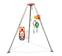 Trípode de rescate resistente y kit de protección contra caídas 1200 1800 1,179.3 kg de capacidad. Equipo esencial de elevación y seguridad para construcción, operaciones industriales y de rescate de