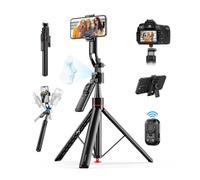 Trípode de Seguimiento Facial Automático 360° de MMOBIEL - Palo Selfie con Control de Gestos, Bluetooth 5.4 y Mando a Distancia - Trípode Extensible 1,76m Pop-Up para iPhone, Android, GoPro y Cámara