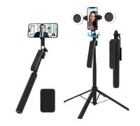 Trípode de seguimiento facial automático con control de gestos y sensor de movimiento, soporte de trípode extensible de 360° para teléfono con luz, sin aplicación, para TikTok/Vlog/transmisión en vivo