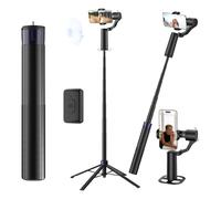 Trípode de seguimiento facial automático giratorio de 360°, kits modulares de palo selfie con base, control remoto y control de gestos, soporte de teléfono de 70 pulgadas para vlogging, transmisión en
