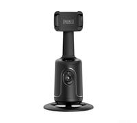 Trípode de seguimiento facial automático giratorio de 360° para teléfono celular, soporte para cámara con control remoto y gestos, soporte inteligente recargable para grabación en vivo (negro)