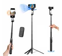Trípode de seguimiento facial automático para iPhone con luz de 71 pulgadas, soporte de trípode para selfie que sigue tu movimiento, estabilizador de cardán de 360° con control remoto inalámbrico para