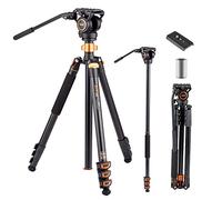 Trípode de Vídeo, Refoni A245P Trípode de Aluminio con Cabeza de Vídeo Fluida, trípode de Aluminio de 190 cm, para cámaras DSLR, videocámaras, La Carga máxima de 6 kg