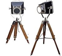 Trípode estilo vintage modelo reflector madera trípode Lámparas LED focos marino cromo acabado cámara lámpara de mesa decoración del hogar