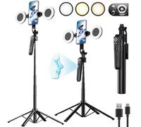 Trípode extensible de seguimiento facial automático, rotación de 360° con luz, sin aplicación, soporte de trípode para teléfono con sensor de movimiento de 70.8 pulgadas, soporte para teléfono GoPro