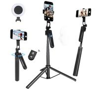 Trípode extensible de seguimiento facial automático, soporte de trípode para teléfono con rotación de 360° con trípode de luz con control remoto inalámbrico para teléfono celular, cámara inteligente
