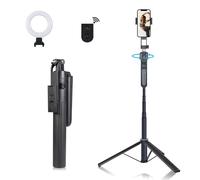 Trípode extensible de seguimiento facial automático, soporte de trípode para teléfono con rotación de 360° con trípode de luz con control remoto inalámbrico para teléfono celular, cámara inteligente