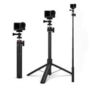 Trípode extensible para selfie de 1,5 m, poste de cámara de aleación de aluminio con base de trípode plegable, compatible con Insta360 X5/X4, GoPro Hero, DJI Action 5 Pro y teléfonos inteligentes