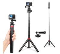 Trípode extensible para selfie de 81 pulgadas para GoPro Mission 1 Pro Hero 13/12/11/10/Max, trípode de aluminio para cámara de acción DJI Osmo Action 6/5 Pro/4/3, Insta360, DSLR, vlogging de viaje