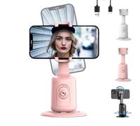 Trípode Inteligente para Teléfono con Reconocimiento Facial por IA, Abatible Y Ángulo Ajustable, Recargable, con Sensor De Movimiento por IA, Estabilizador De Cardán Y Control Remoto (Pink-A)