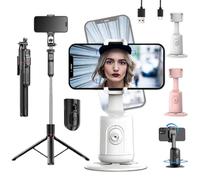 Trípode Inteligente para Teléfono con Reconocimiento Facial por IA, Abatible Y Ángulo Ajustable, Recargable, con Sensor De Movimiento por IA, Estabilizador De Cardán Y Control Remoto (White-B)