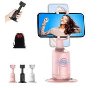 Trípode inteligente para teléfono de reconocimiento facial con inteligencia artificial, rotación de 360 grados, control remoto y de gestos, sin aplicación, ángulo abatible y ajustable (rosa, sin