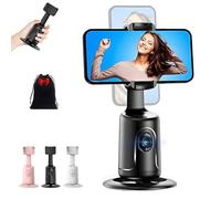 Trípode inteligente para teléfono de reconocimiento facial con inteligencia artificial, rotación de 360 grados, control remoto y de gestos, sin aplicación, ángulo abatible y ajustable (negro, sin