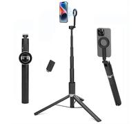 Trípode magnético de 65 pulgadas para iPhone con control remoto, trípode de palo selfie, trípode magnético para teléfono celular para TikTok/Vlog/grabación de video, compatible con iPhone y Android