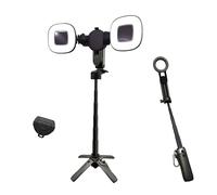 Trípode magnético giratorio multifuncional 4 en 1, palo selfie magnético portátil de tamaño de bolsillo para iPhone, trípode magnético con luz de relleno, para TikTok/Vlog/transmisión en vivo