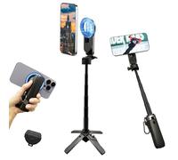 Trípode magnético giratorio multifuncional 4 en 1, palo selfie magnético portátil de tamaño de bolsillo para iPhone, trípode magnético con control remoto, para TikTok/Vlog/transmisión en vivo