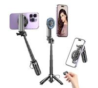 Trípode magnético para iPhone con control remoto, palo selfie portátil 4 en 1 con soporte extensible, trípode de viaje para teléfono 16, 15, 14, 13, 12 Pro Max Mini