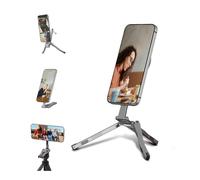 Trípode magnético para teléfono MagSafe, soporte de agarre de aluminio, plegable, portátil, mini adaptador de soporte de teléfono de viaje con tornillo de 1/4 pulgadas y gancho para iPhone 17, 16, 15