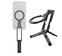 Trípode magnético plegable para teléfono de 0,8 cm, ultradelgado, compatible con todos los teléfonos inteligentes iPhone 16 15, soporte magnético de doble cara, trípode de mango de escritorio