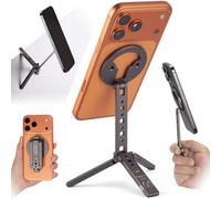 Trípode magnético ultracompacto para iPhone, diseño de gancho plegable, 20 imanes N52, zapata fría y tornillo de 1/4 pulgadas, soporte de teléfono para iPhone 12-17 y dispositivos MagSafe