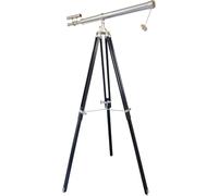 Trípode náutico de madera para barco, acabado cromado, antiguo Harbormaster de pie, telescopio de latón marítimo