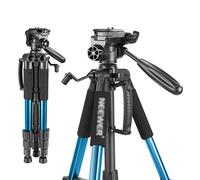Trípode para cámara portátil de 56 pulgadas/142 cm, Cabezal Giratorio de Aluminio de 3 vías + Bolsa de Transporte para cámara DSLR (Color: Azul, tamaño: 47-142 cm)
