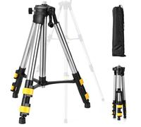 Trípode para láser y niveladores, interfaz de rosca de 5/8" con adaptador de 1/4", trípode telescópico de acero inoxidable (altura de trabajo 37-110 cm) con bolsa de almacenamiento