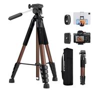 Tripode para Movil 190cm K&F Concept S255A3+BV01 Trípode Ligero Portátil de Tubo Perfilado de 5 Lados para DSLR, Cámara Réflex Digital, Teléfono Móvil, etc., con Clip para Teléfono Móvil