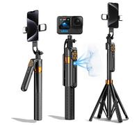 Trípode para selfie de 70 pulgadas, rotación de 360°, extensible para selfies, grabación de video para iPhone, cámara aplicada a TIK Tok (negro)
