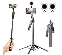 Trípode para selfie de seguimiento facial automático para iPhone con luz, rotación de 360 grados que sigue tu movimiento, soporte de trípode para cámara de teléfono con control remoto para creador de