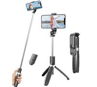 Trípode para selfie extensible con obturador remoto inalámbrico desmontable, trípode de video de viaje, soporte para teléfono celular, compatible con teléfonos inteligentes y Android