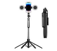 Trípode para selfie, trípode para teléfono de 71 pulgadas, soporte alto para teléfono celular con control remoto y luz de relleno, 180 cm, máxima estabilidad, portátil, ideal para grabar vlogs,