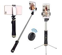 Trípode para selfies Bluetooth, todo en uno, desmontable, Bluetooth, con soporte de trípode que se extiende a 34 pulgadas, para iPhone X/XS max/XR/XS/8/7/6/Plus, Samsung S7/S8/S9, Android (negro)