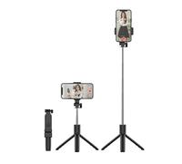 Trípode para Selfies con teléfono, trípode Flexible, Plegable y Extensible con Control Remoto inalámbrico, Base giratoria, portátil y Ligero (Negro).