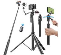 Trípode para teléfono de 80 pulgadas y palo selfie, trípode alto extensible todo en uno para iPhone con control remoto y soporte de zapata fría, trípodes de rotación de 360°, soporte para cámara para