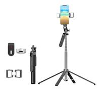 Trípode para teléfono y palo selfie, trípode para teléfono con control remoto y relleno de cuatro esquinas Bluetooth mejorado de 360°, Light Co