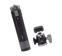 Trípode pequeño de altura ajustable con doble accesorio con opción de cabeza giratoria de 360 grados para smartphones réflex digitales, trípode portátil de aleación de aluminio para cámara