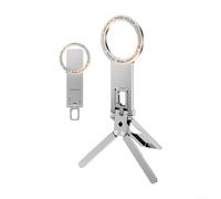 Trípode plegable de aluminio para teléfono con soporte magnético dual, soporte compacto resistente para soporte de smartphone durante la grabación de video, transmisión en vivo para viajes (plateado)