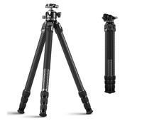 Trípode Profesional SIRUI AM-324S+G1 de Fibra de Carbono, Soporta 20kg, Cabeza G1 Baja, 6 Puertos, Resistente a Corrosión - para DSLR Cámaras, Teleobjetivos y Wildlife, Altura Máx. 152cm, 1.7kg