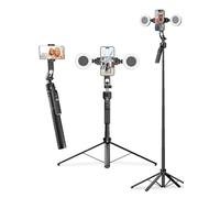 Trípode Seguimiento Automatico, Rollei Easy Creator AI Tracking Tripod Palo Selfie 163cm 360 Rotation con Aro de Luz, Estabilizador para Móvil Mando Distancia Incluido, Trípode-Móvil-Palo-Selfie-Stick