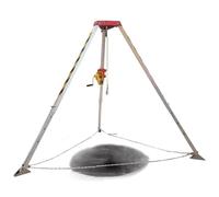 Trípode telescópico de alta resistencia para rescate de incendios y seguridad en espacios confinados. Cinturón protector de 2600 lb de capacidad. Ideal para túneles de aguas residuales y operaciones