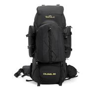 Tripole Mochila Colonel de 80 Litros con Mochila Desmontable - Senderismo, Trekking, Viajes, Camping, Resistente al Agua, con Espalda Transpirable, Negro