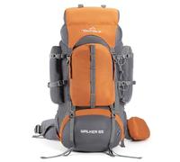Tripole Walker Mochila 65 Litros de Viaje y Senderismo para Hombre y Mujer - Mochila Impermeable con Marco Interno y Compartimento Portátil 17", Funda de Lluvia, Naranja