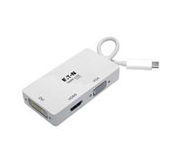 Tripp Lite Adaptador convertidor multipuerto para portátil USB-C a HDMI, VGA o DVI | HDMI 4K a 60Hz o 1920x1200 DVI y VGA | No Necesita Software, extiende y duplicó Video, Blanco, 3 años de garantía
