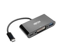 Tripp Lite Adaptador USB-C a DVI, concentrador USB y carga PD USB tipo C a DVI, negro, 15,24 cm (U444-06N-DUB-C)