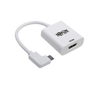 Tripp Lite Adaptador USB-C a HDMI 4K en ángulo Recto (M/F), USB 3.1 Gen 1, 4K @ 60Hz, 5 Gbps, Blanco (U444-06N-HD4KRA)