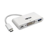 TRIPP LITE Adaptador USB-C (Tipo C) a DVI U444-06N-DU-C con Puertos de Carga USB-A y USB-C PD, USB 3.1 Gen 1, Compatible con Thunderbolt 3, 1080p