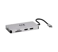 Tripp Lite Base USB-C, Doble Pantalla - 4K 60 Hz HDMI, USB 3.2 Gen 1, Hub USB-A, GbE, Tarjeta de Memoria, Carga PD de 100 W, Gris (U442-DOCK8G-GG)