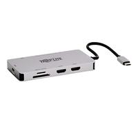 Tripp Lite Base USB-C, Doble Pantalla - 4K 60 Hz HDMI, USB 3.2 Gen 1, Hub USB-A, GbE, Tarjeta de Memoria, Carga PD de 100 W, Gris (U442-DOCK8G-GG)